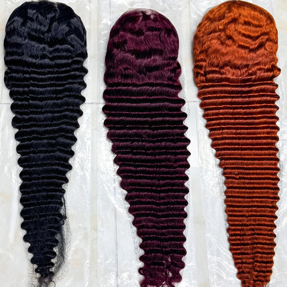 Lace Frontal Deep Wave Curly Human Hair Wigs 250% Density 13x4 HD Transparent Lace Front Human Hair Wig For Black Women