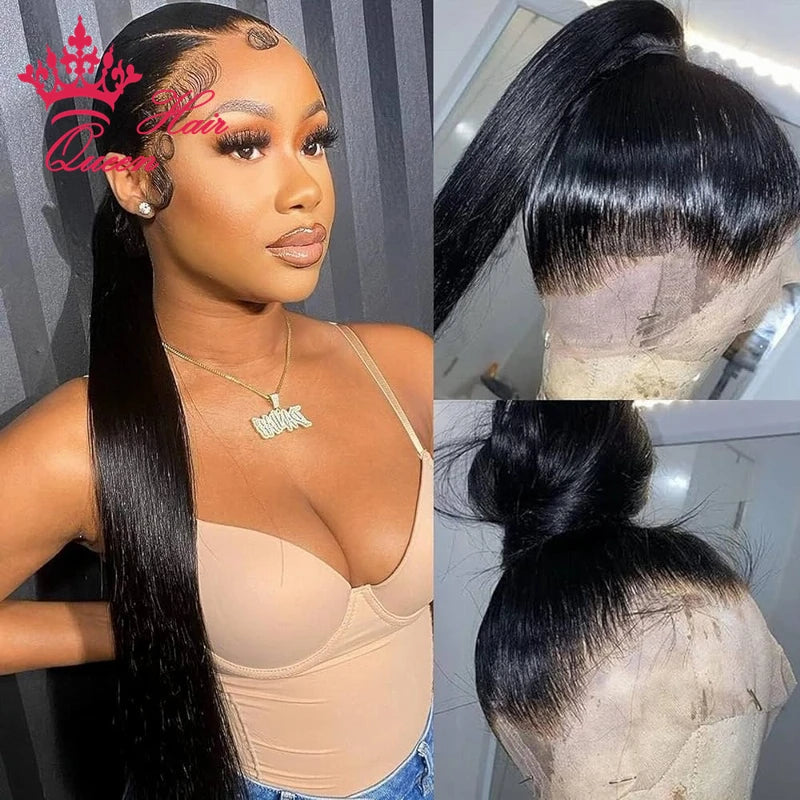 HD 360 Frontal Lace Wig Raw Human Hair Invisible Melt Skin HD Lace Wig Straight High Ponytail Available Natural Look Queen Hair