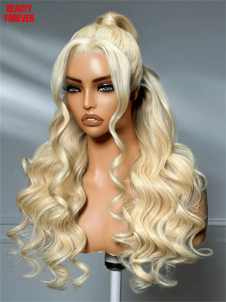 Beautyforever #613 Blonde Transparent Full Lace Wigs 100% Brazilian Body Wave Human Hair Wig Breathable Cap 180% Density