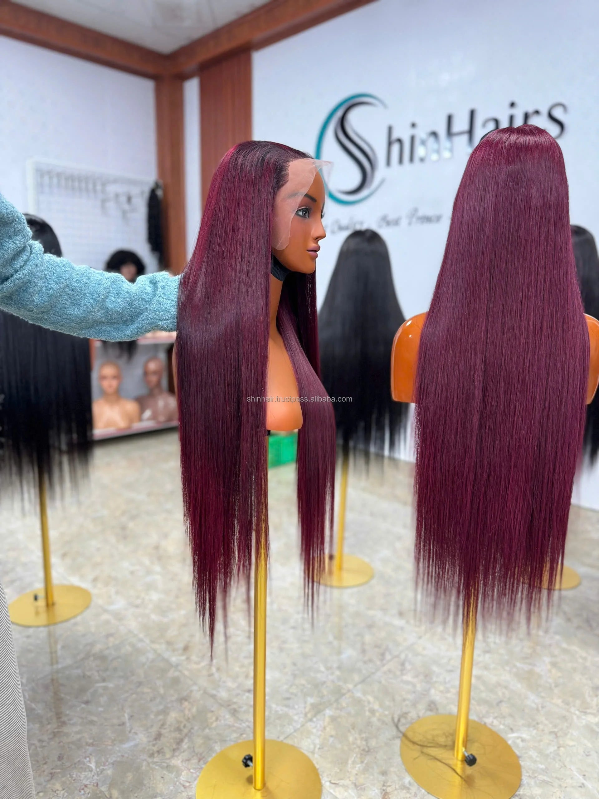 200% Density 99J Burgundy Straight 13x4 HD Lace Front 30-Inch 99J Black Women's Lace Front Human Hair Wigs