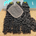 Burmese Curly Bundles With 5x5 HD Transparent Lace Closure 100% Human Hair #1B Natural Color Raw Virgin Hair Weave Extensions