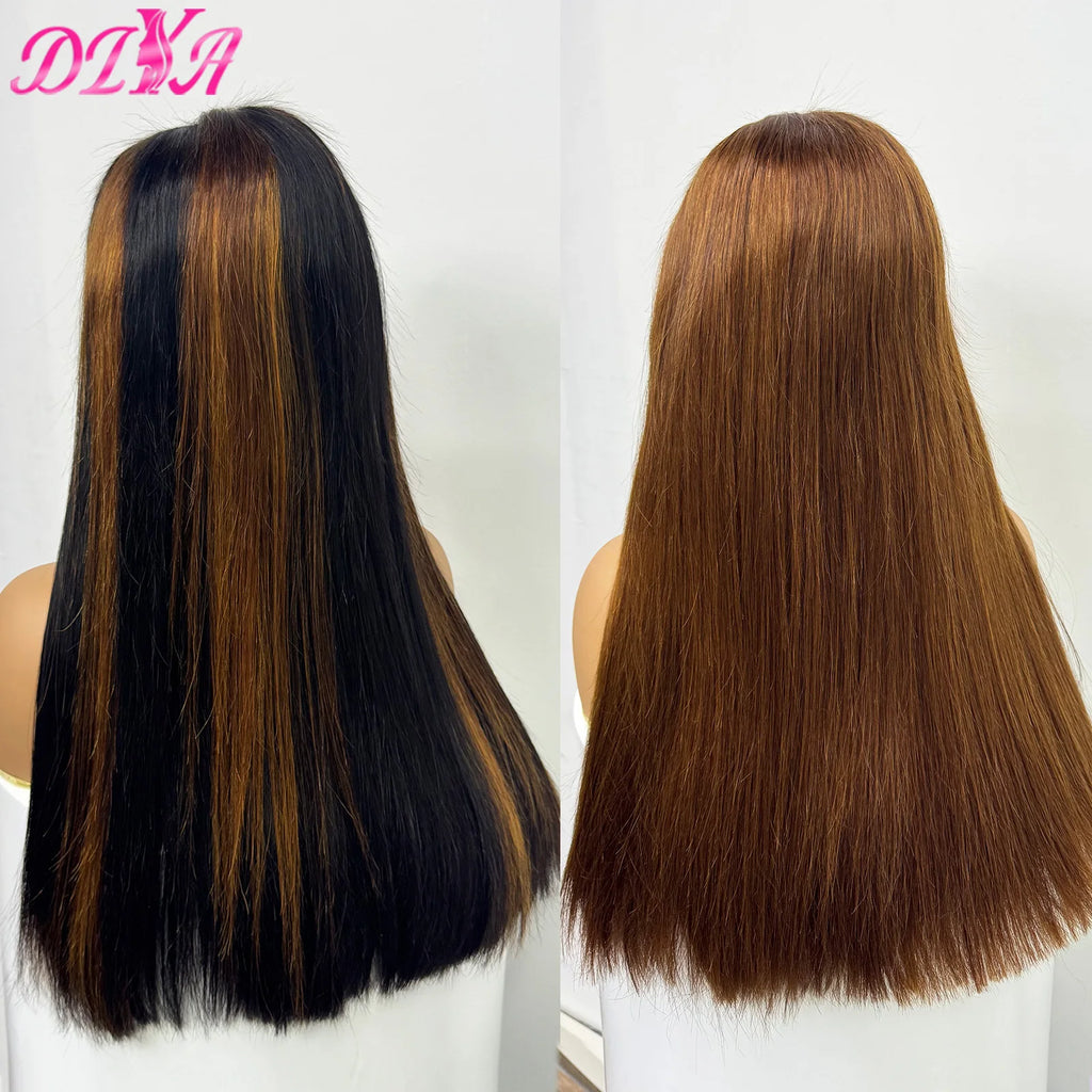 5x5 Transparent Lace Glueless Human Hair Wig 300% Density 24inch Double Drawn Bone Straight 100% Human Hair Wig for Black Women