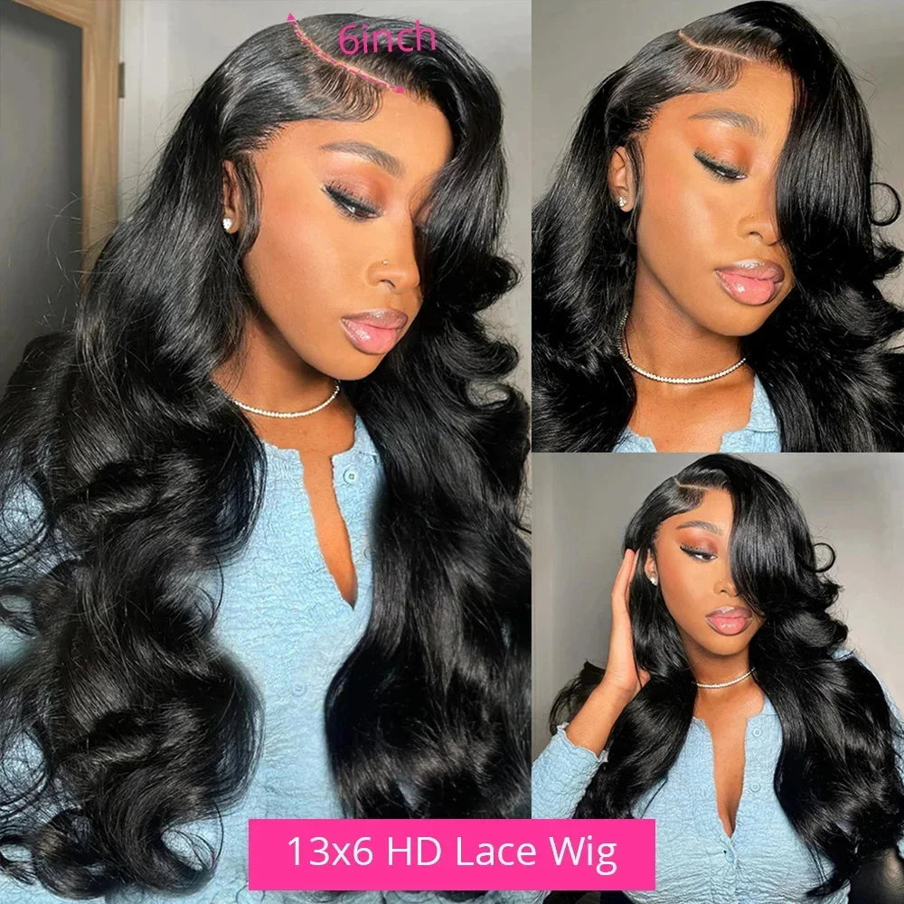 Body Wave 13x6 HD Transparent Lace Front Human Hair Wigs For Black Women 30 40 Inch 13x4 360 Full Lace Frontal Wigs Pre Plucked