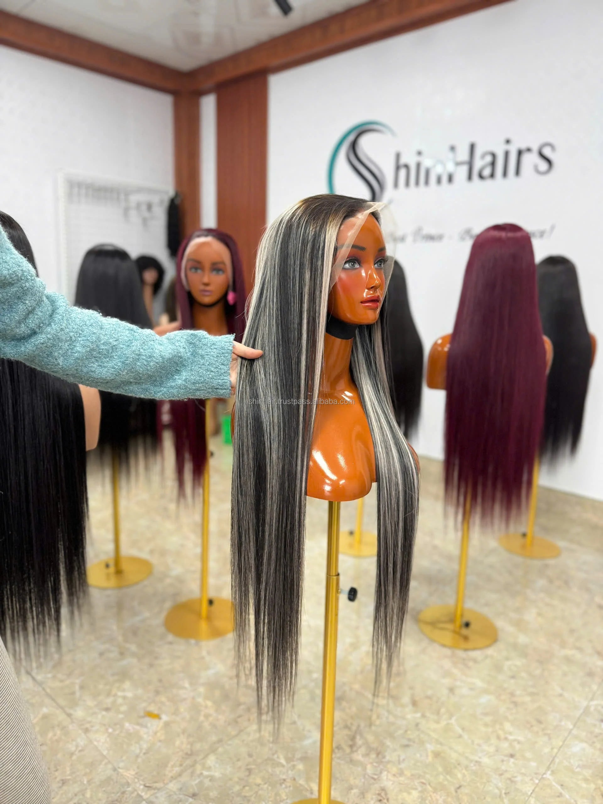 Wholesale Piano Highlight P4-60 Color 13x4 Full Lace Front Wig 200% Density Virgin Hair Straight No cut 100% Human Hair Wigs