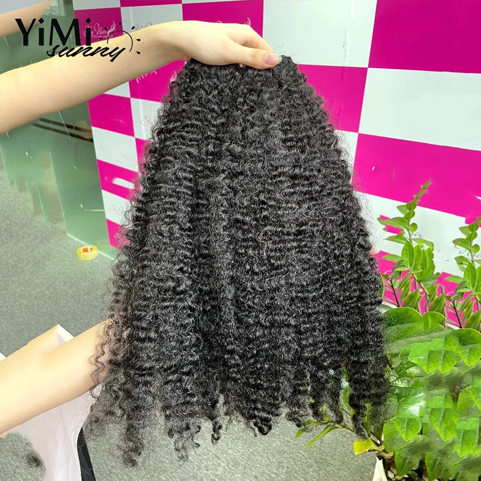 Burmese Kinky Curly Human Hair Weft Remy Mongolia Human Hair Bundles For Women Wholesale 3pcs Curl Extension Full Head Yimisunny