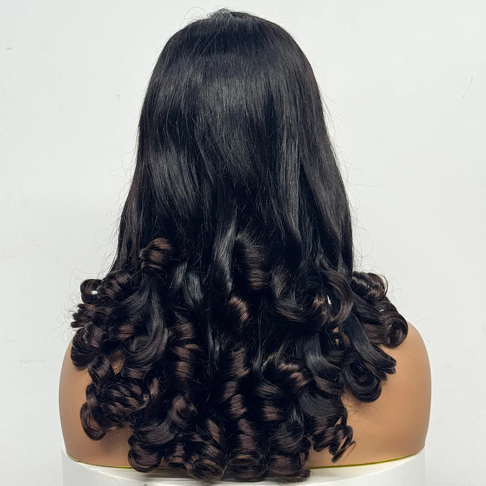 300% Density Glueless Wig 5X5 Transparent Lace Frontal Closure Wig Spiral Curl Side Part Human Hair Wig Loose Curly Wigs 22Inch