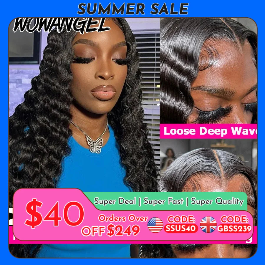 250% Loose Deep Wave Human Hair Wigs Pre Plucked 13x6 HD Full Frontal Wigs 100% Human Hair Curly Lace Front Wigs For Black Women