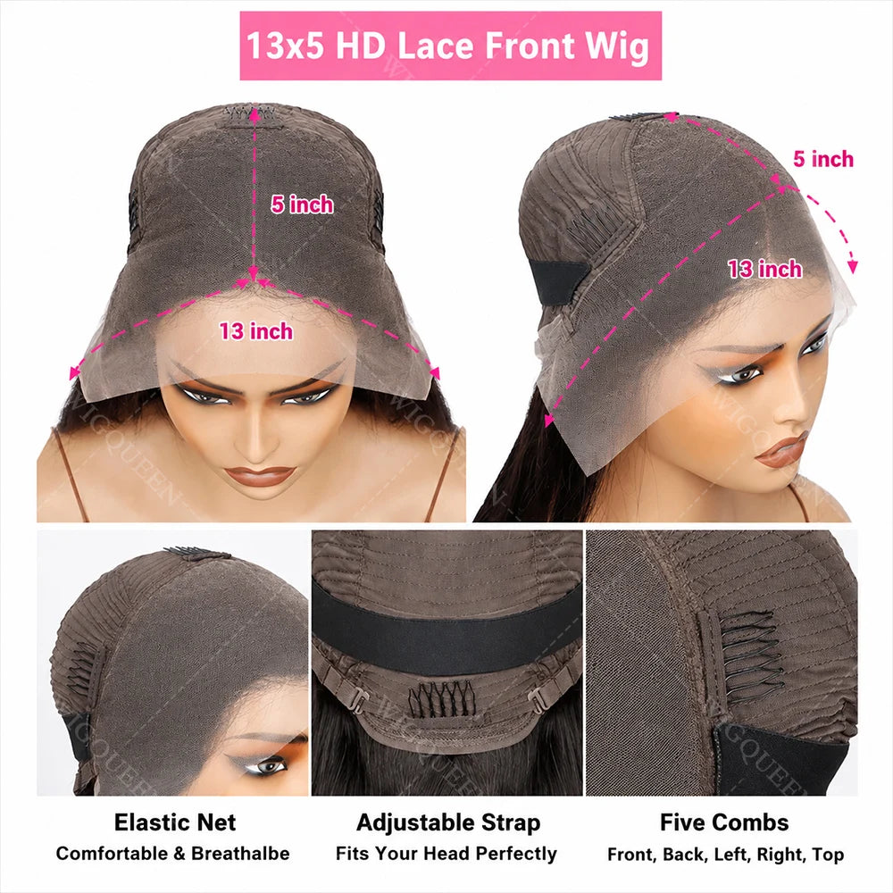 Skinlike Real HD 360 Straight Full Lace 100% Hand-tied Wigs Can ponytail Natural Black 13x5 Lace Frontal Glueless Wig For Woman