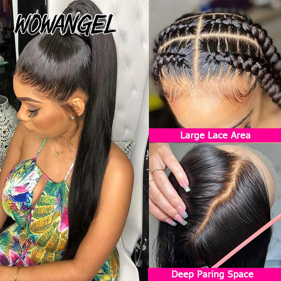 Wow Angel 360 HD Lace Frontal Wigs Straight Lace Front Wigs Human Hair Skins Melted Natural Scalp Remy Brazilian Hair For Women