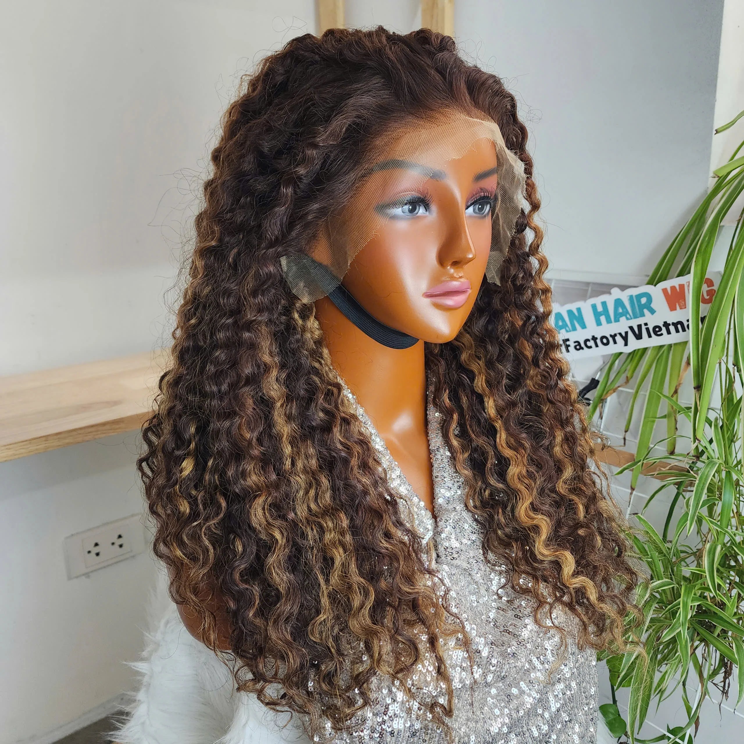 Beautiful texture Human Hair  Wigs Raw Vietnamese and Burmese Curl Super Double Drawn Long HD LACE