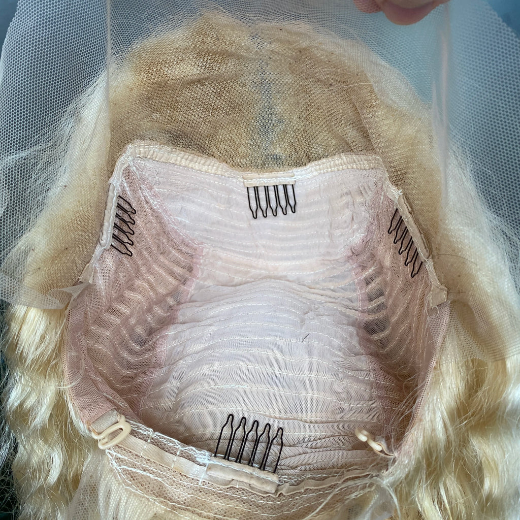 613 Blonde Color Deep Wave 13x4 Transparent Lace Frontal Wig Human Hair with Natural Hairline