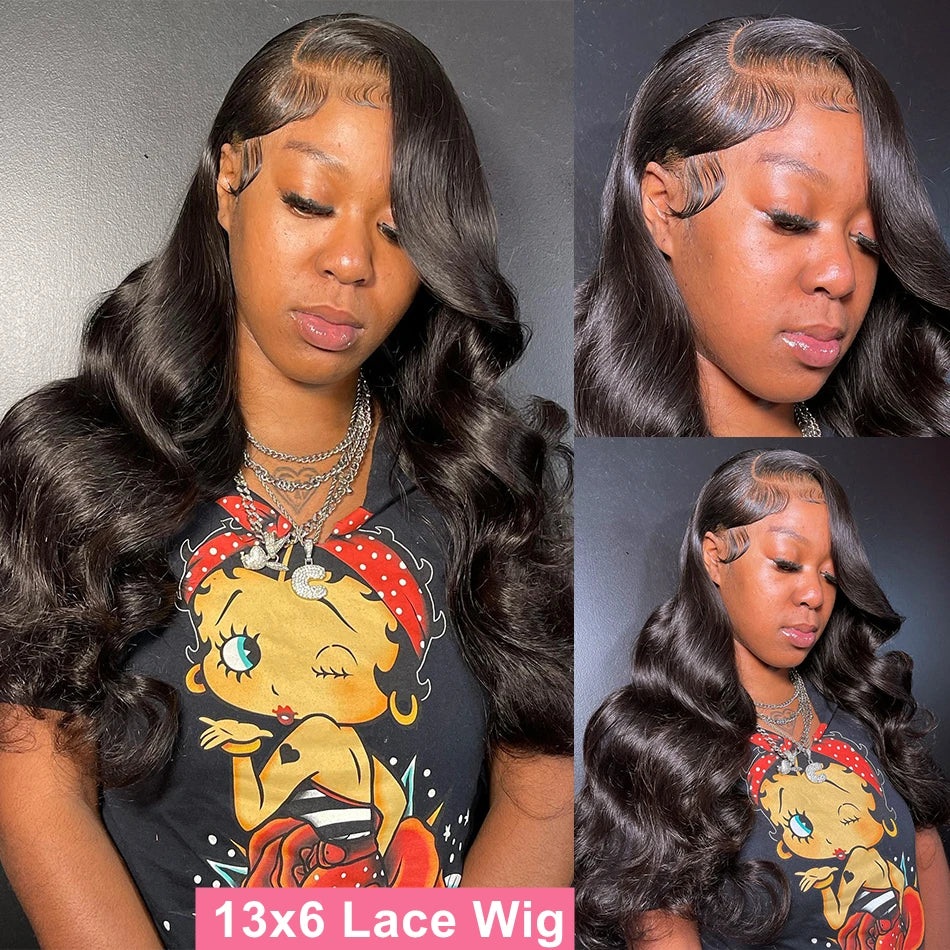 Neddie 250 Density 13x6 HD Transparent Body Wave Lace Frontal Human Hair Wigs For Women Brazilian 13x4 Lace Front Wig 30 40 Inch