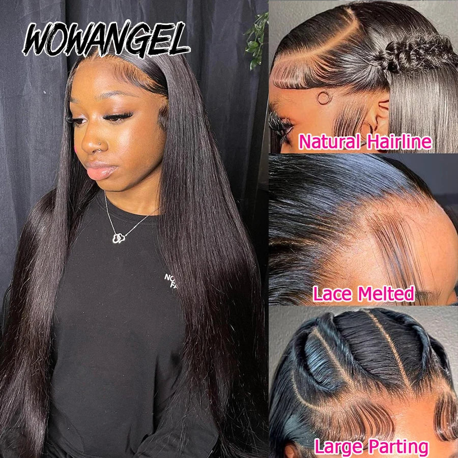 #1 Jet Black 13x6 HD Lace Front Human Hair Wigs 250% Bone Straight Bleached Knots HD Transparent Lace Wigs Pre Plucked For Women
