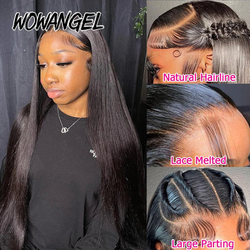 #1 Jet Black 13x6 HD Lace Front Human Hair Wigs 250% Bone Straight Bleached Knots HD Transparent Lace Wigs Pre Plucked For Women