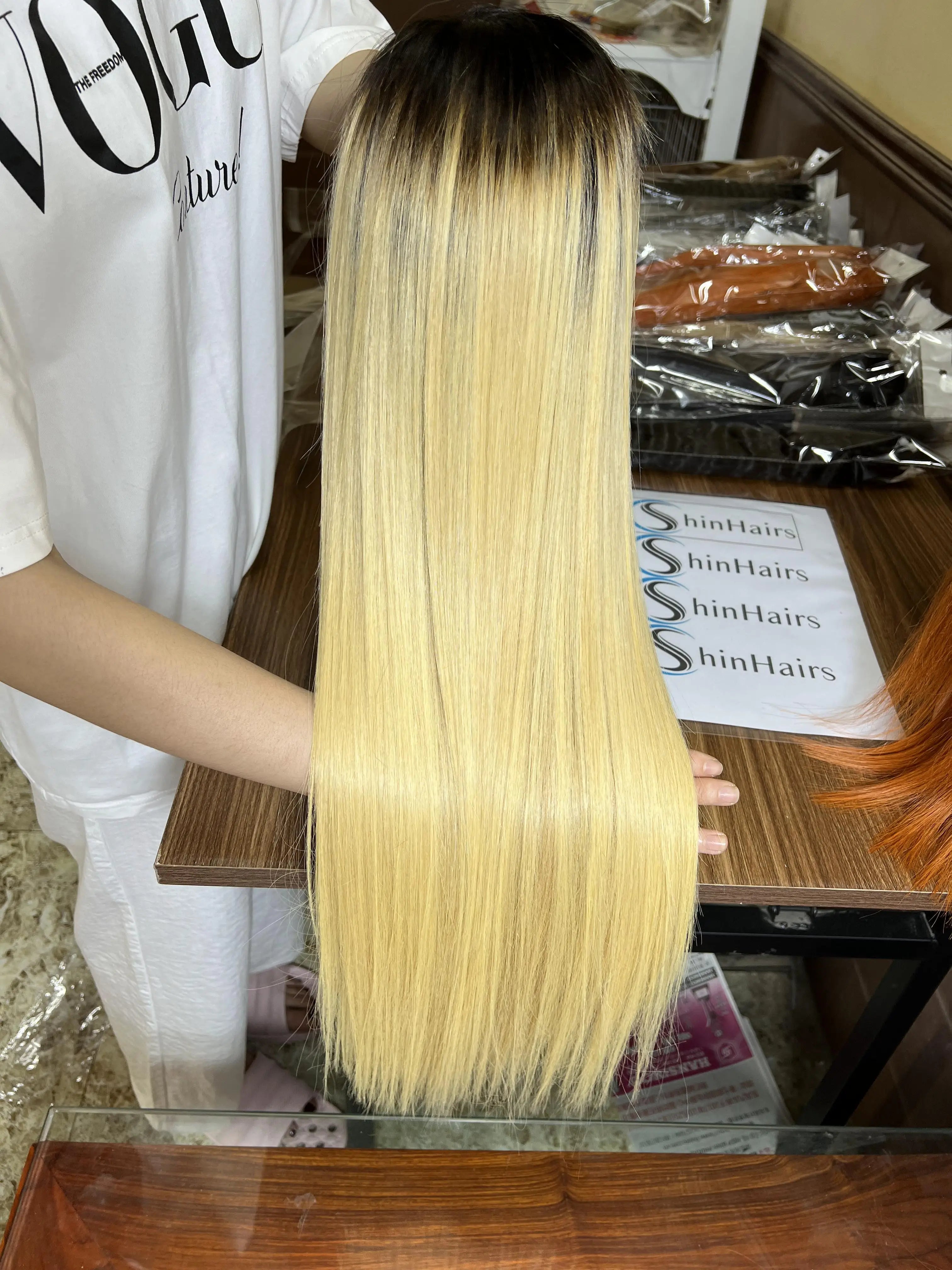 2024 Hot Trend Raw Vietnamese Human Hair 360 Straight Glueless Full HD Transparent Lace Front Wigs Training Heads Black Women