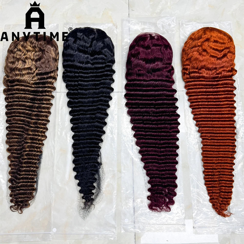 Lace Frontal Deep Wave Curly Human Hair Wigs 250% Density 13x4 HD Transparent Lace Front Human Hair Wig For Black Women