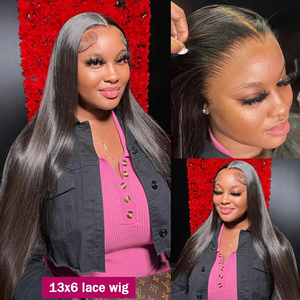 Peruvian 30 32 Inch Straight Transparent 13x4 13x6 HD Lace Frontal Human Hair Wig For Women Glueless Lace Front Wig Pre Pluck