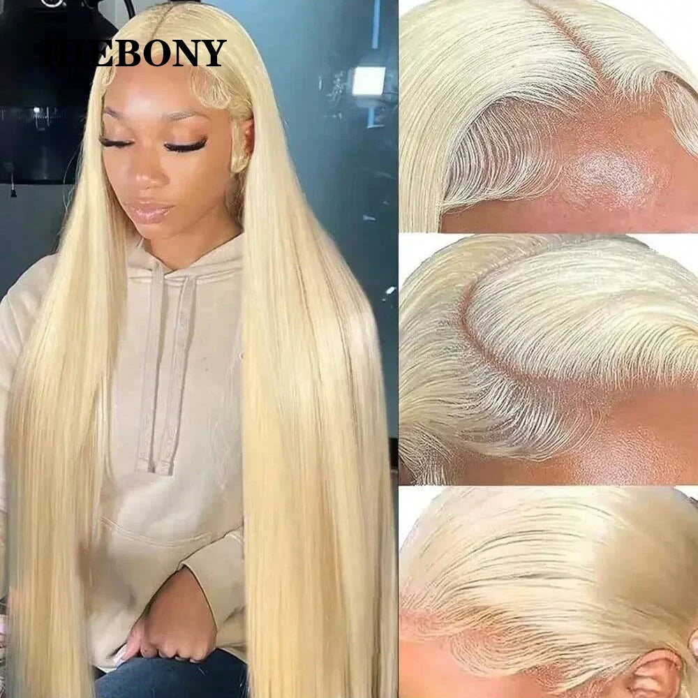 HiEbony Hair 613 Blonde HD Lace Frontal Wigs Straight/Body Wave 250% Density 5x5 6x6 HD Lace Closure Wigs Skin Melt HD Lace Wigs
