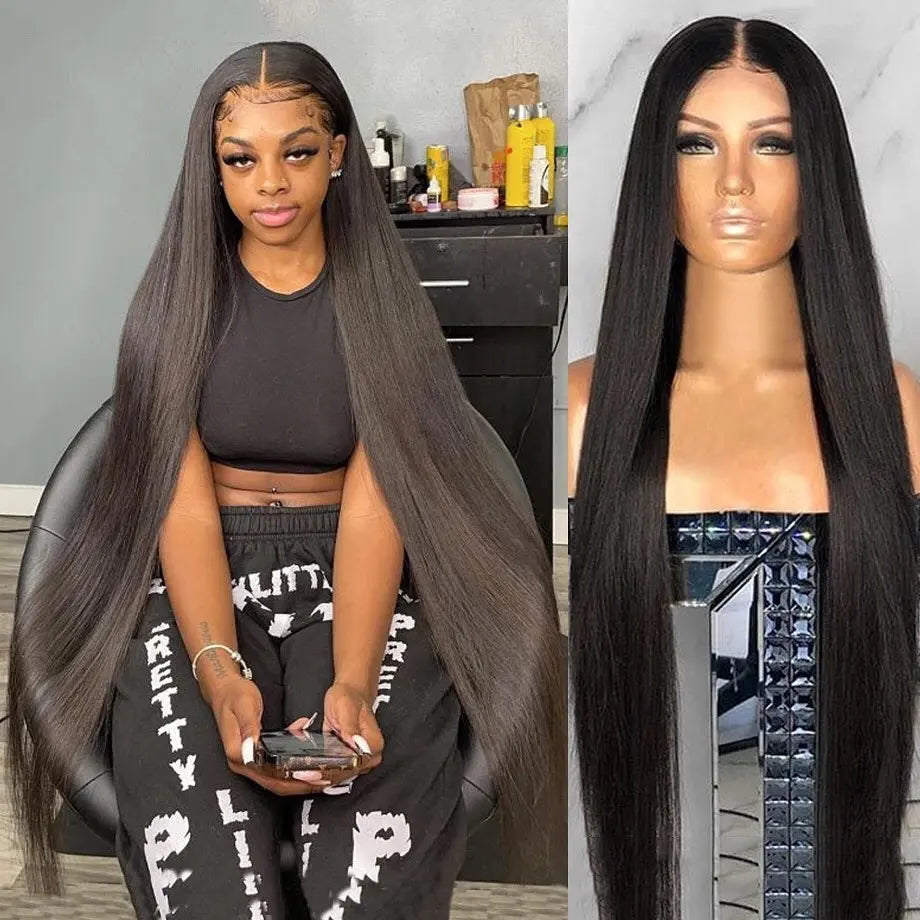 250 Density 13x4 13x6 Transparent Bone Straight 30 40 Inches Lace Front Human Hair Wigs Brazilian Frontal Wigs For Women
