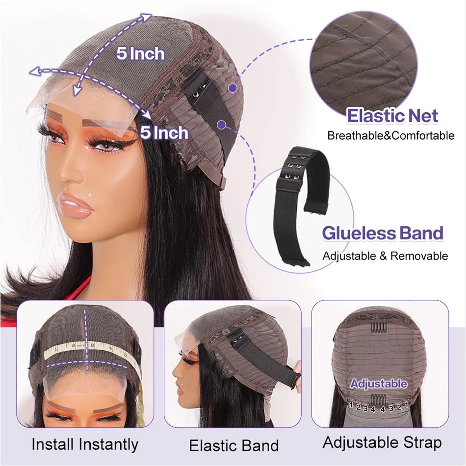 12A Super Double Drawn Vietnamese Hair Bone Straight Lace Closure Wigs 300% Density Silky Straight Hair Glueless HD Lace Wigs