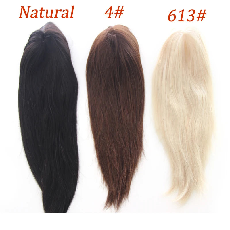 Women Toupee Full PU V Loop Injection Human Hair Wigs Indian Hair Extension Hairpiece System Brown Hair Topper Natural Color 613