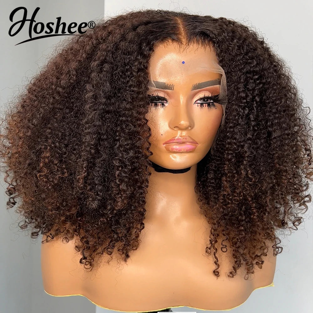 1B30 Honey Brown Colored 13X4Glueless Human Hair Wigs For Black Women 250% Bouncy Curly 4x4Pre-Cut Lace Wig Human Hair Remy Hair