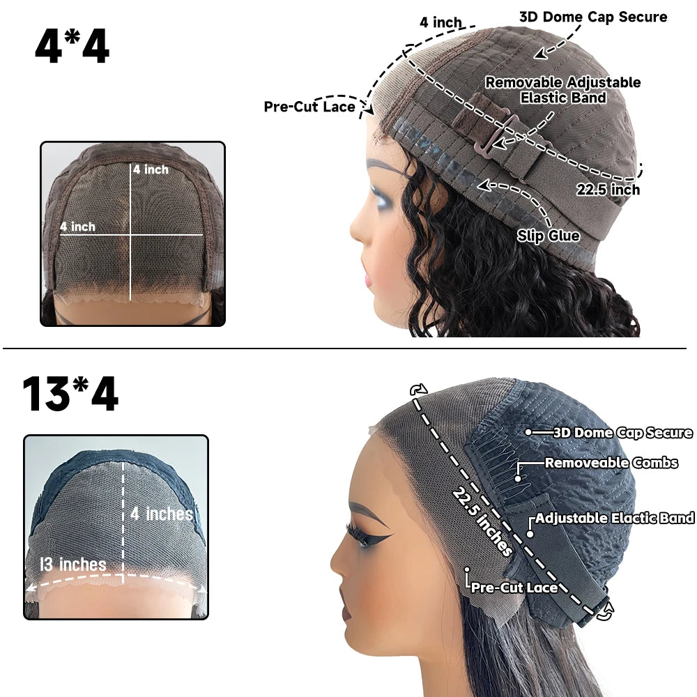 1B30 Honey Brown Colored 13X4Glueless Human Hair Wigs For Black Women 250% Bouncy Curly 4x4Pre-Cut Lace Wig Human Hair Remy Hair