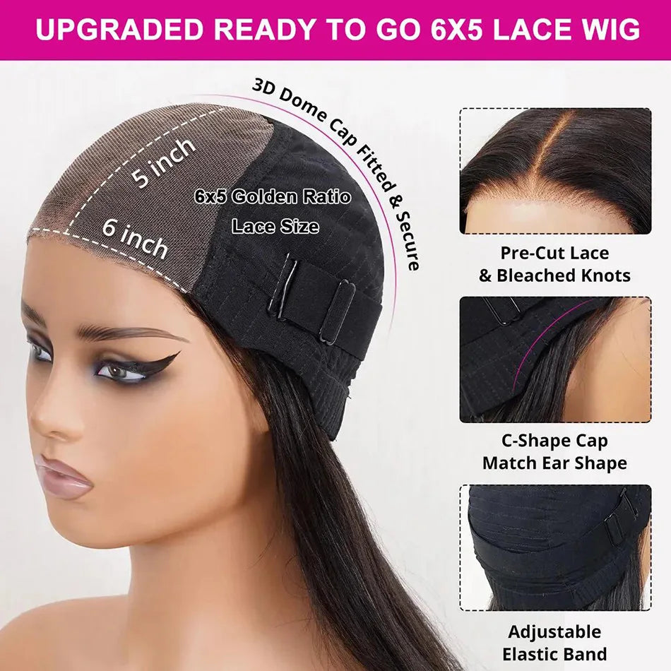 Tinashe Hair Upgraded Ready To Go 6×5 HD Lace Wig Pre-Bleached Knots Body Wave Glueless Wig Put It On & Go Remy Human Hair Wigs