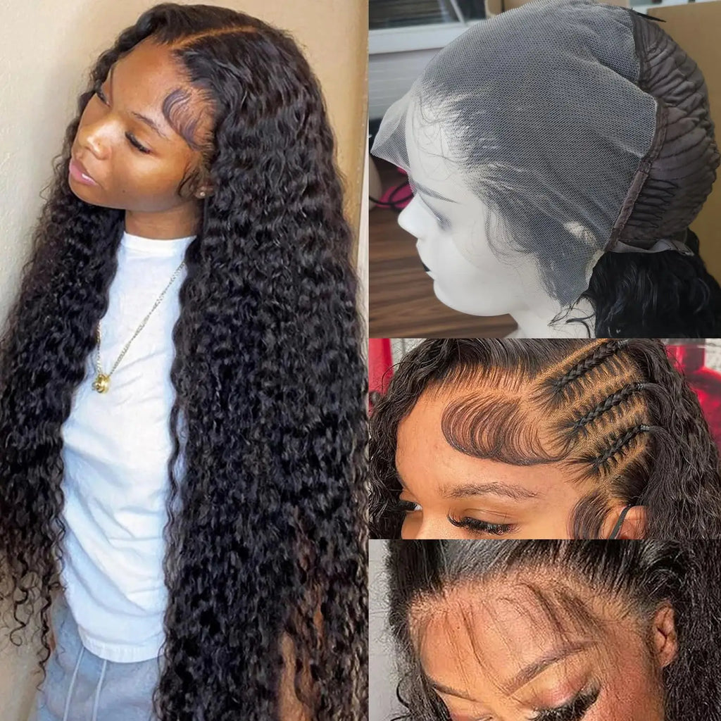Lemoda 30 Inch 13x6 Full Lace Frontal Wigs 200% Density 15A Deep Wave Wigs Human Hair HD Lace Frontal Wigs Pre Plucked Wig
