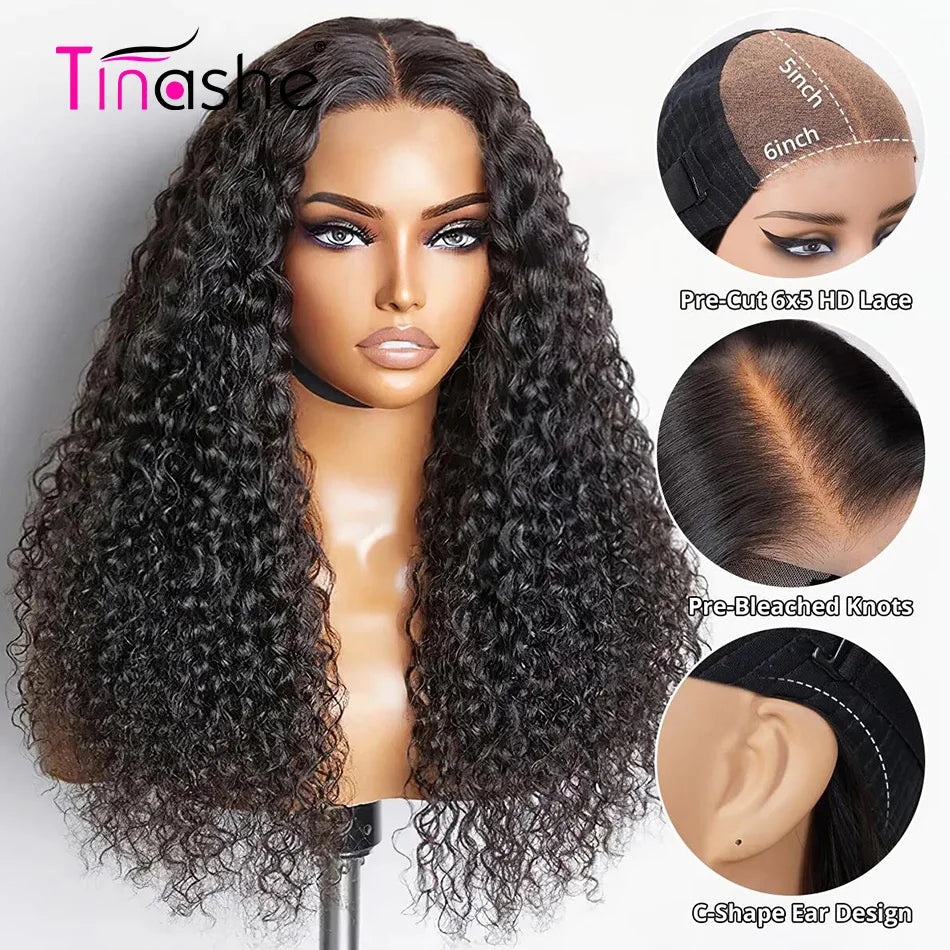Tinashe Wear Go 6×5 HD Lace Wig Pre Bleached&Plucked Deep Wave Glueless Wig 180 250 Density Put It On & Go Remy Human Hair Wigs