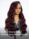Alipearl Hair Glueless Highlight Wig Red Burgundy Side Part Wig Body Wave Gluless 13x6 Lace Frontal Wig Human Hair