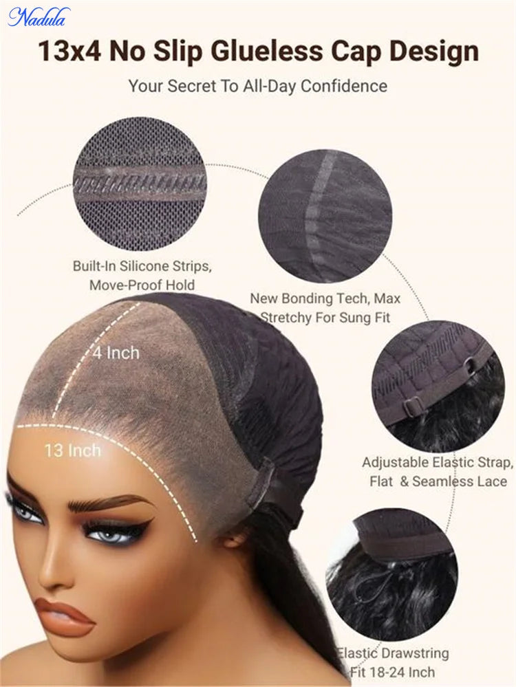 Nadula 13x4 Honey Blonde Highlights Glueless Wig Warm Soft Wet & Wavy Texture Lace Frontal Invisible Knots Put on and Go Wig