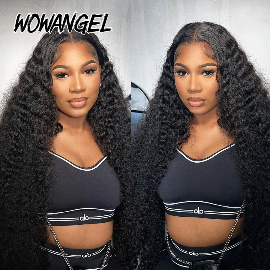 WOWANGEL 34 inch 250% Water Wave 5x5 HD Lace Closure Wigs Pre Plucked Curly Glueless Wig Ready to Wear Human Hair Wigs For Women