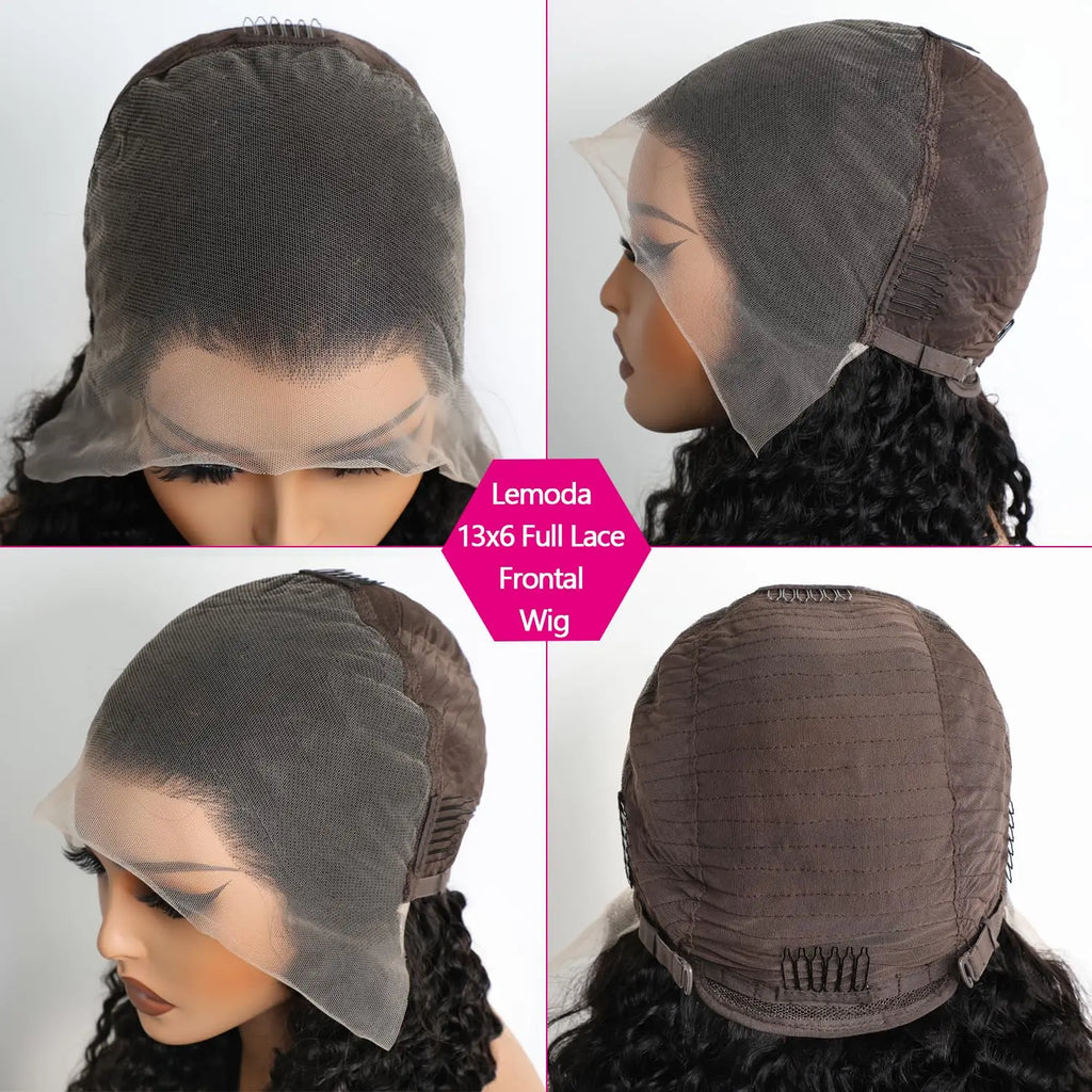 Lemoda 30 Inch 13x6 Full Lace Frontal Wigs 200% Density 15A Deep Wave Wigs Human Hair HD Lace Frontal Wigs Pre Plucked Wig