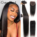 Human Hair Bundles with Closure Body Wave Bundles with Lace Closure Brazilian Human Hair Weave Virgin Hair Weft Natural Color